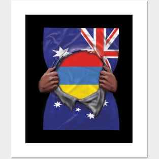 Armenia Flag Australian Flag Ripped - Gift for Armenian From Armenia Posters and Art